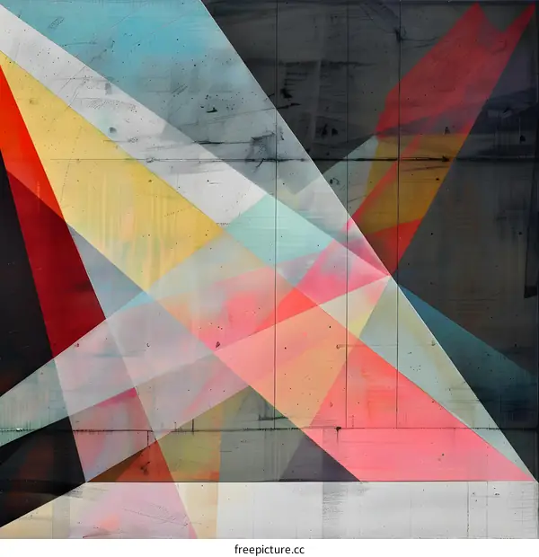 Abstract Geometric Art Painting With Colorful Triangles