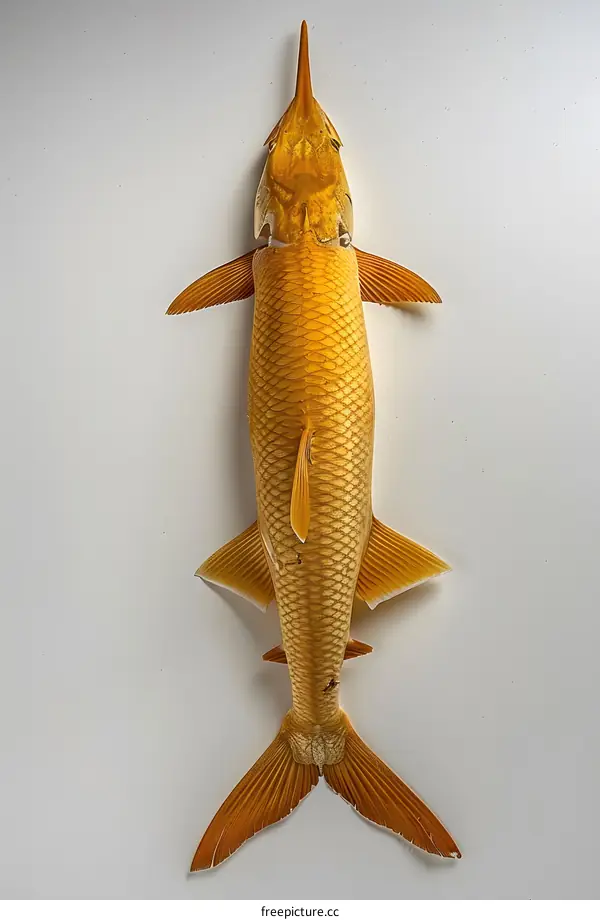 Golden Fish on White Background