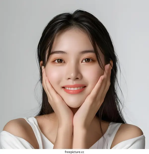 Portrait of a Young Asian Woman with a Smile