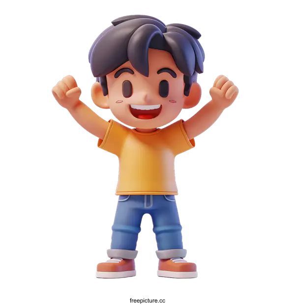 [Transparent Background PNG]Cheerful 3D cartoon boy character