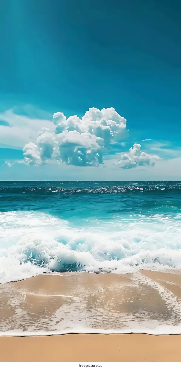 Beautiful Ocean Waves Crashing On Sandy Beach