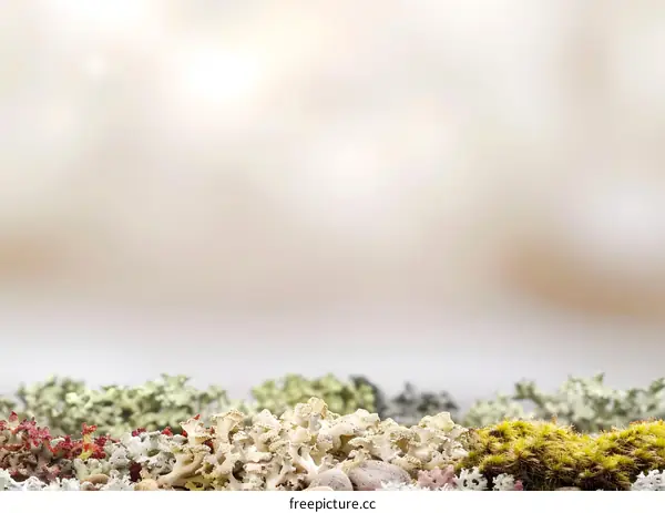 Close Up Of White Lichen On A Brown Background