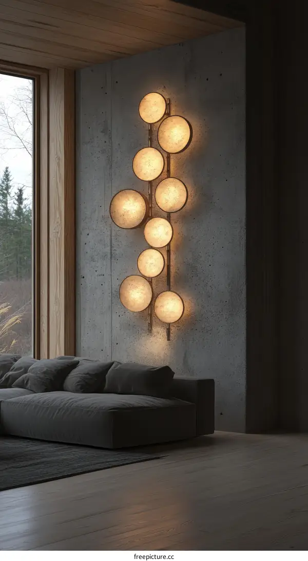 Modern Living Room Interior Design with Wall-Mounted Lamps