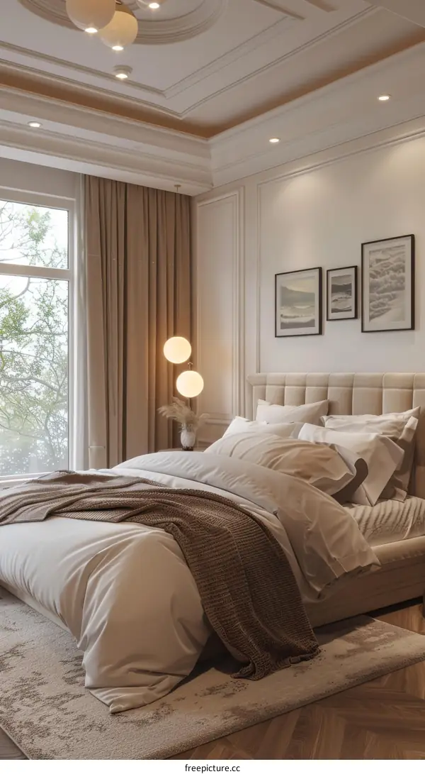 Elegant Beige Bedroom Interior Design