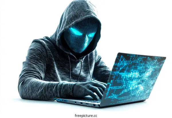 Cybercrime Hacker Working on Laptop