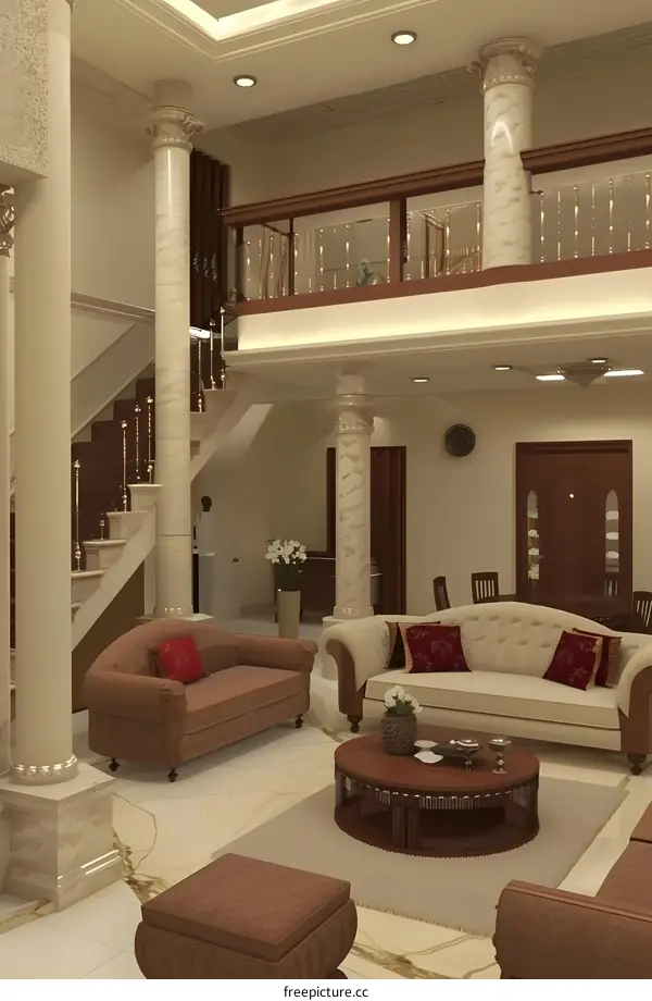 Modern Interior Design of a Living Room with Two Couches and a Coffee Table