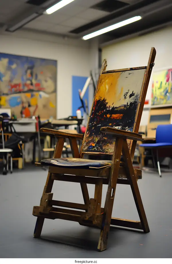 Artist Studio Chair With Paint Splatters