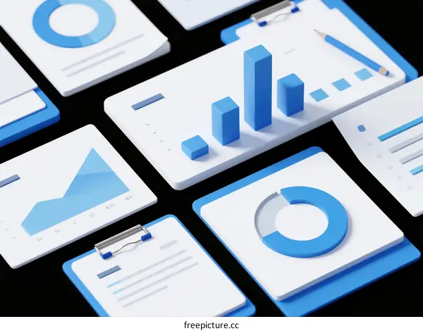 3D Charts and Graphs on Clipboards for Business Analysis