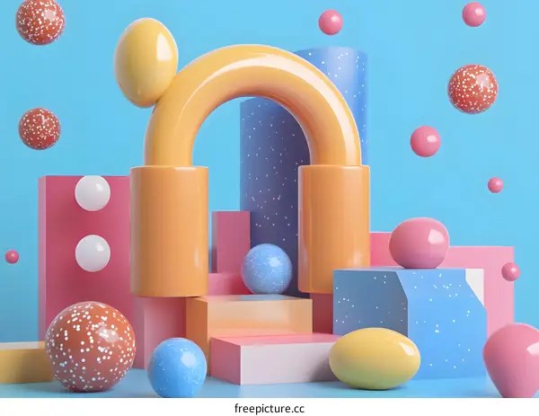 Abstract 3D Colorful Geometric Shapes Render