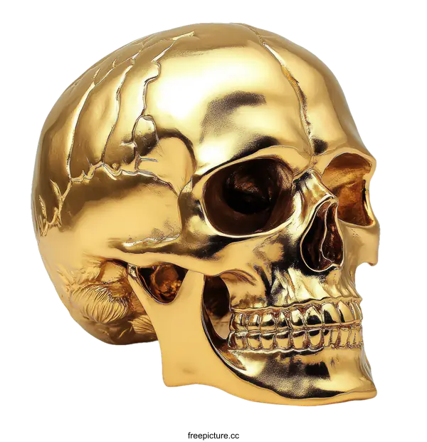 [Transparent Background PNG]Golden Skull Decorative Figurine