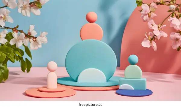 Pastel Color Geometric Shapes Background