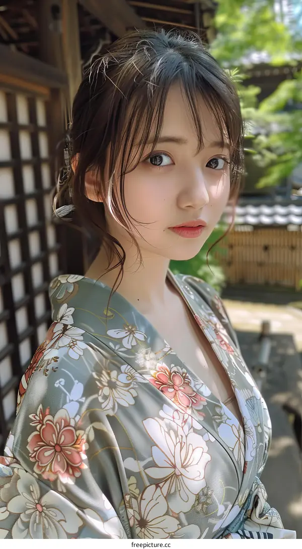 Asian Woman in Traditional Japanese Kimono