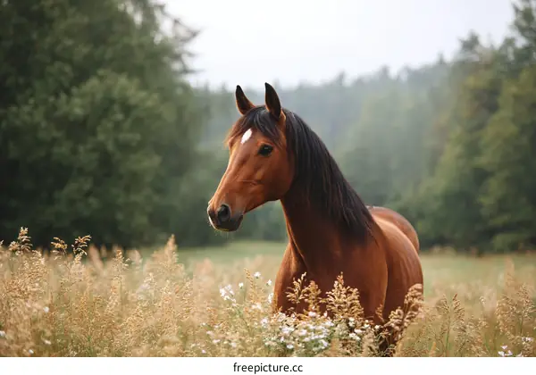 Beautiful Brown Horse in a Field