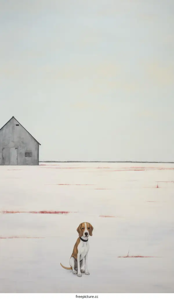 Dog in the snow field