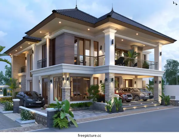 Modern Mansion Exterior Design Illustration