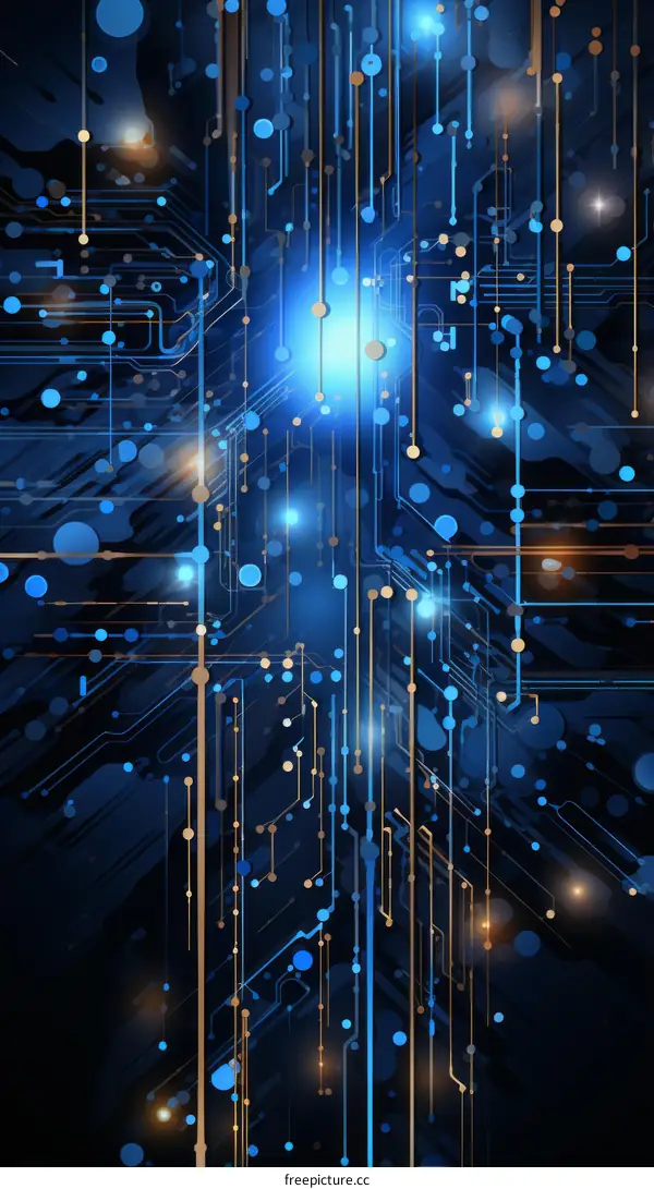 Blue and gold circuit board