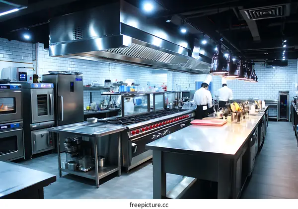Professional Commercial Kitchen with Chefs