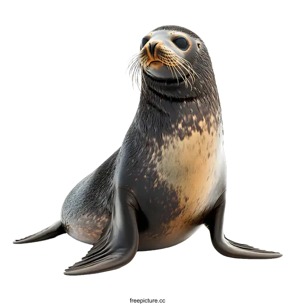 [Transparent Background PNG]Sea Lion Sitting on White Background