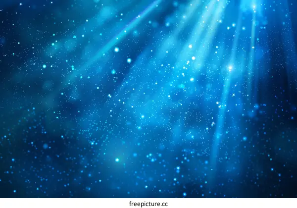 Abstract Blue Background with Glowing Lights and Particles