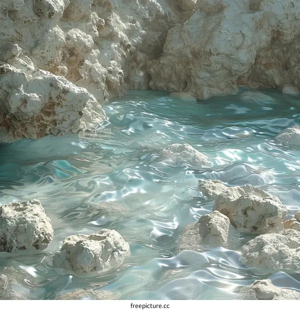 Abstract Liquid Water Flowing Through Rocks