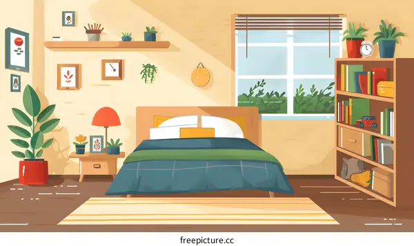 Cozy and Comfortable Bedroom Interior Design Illustration