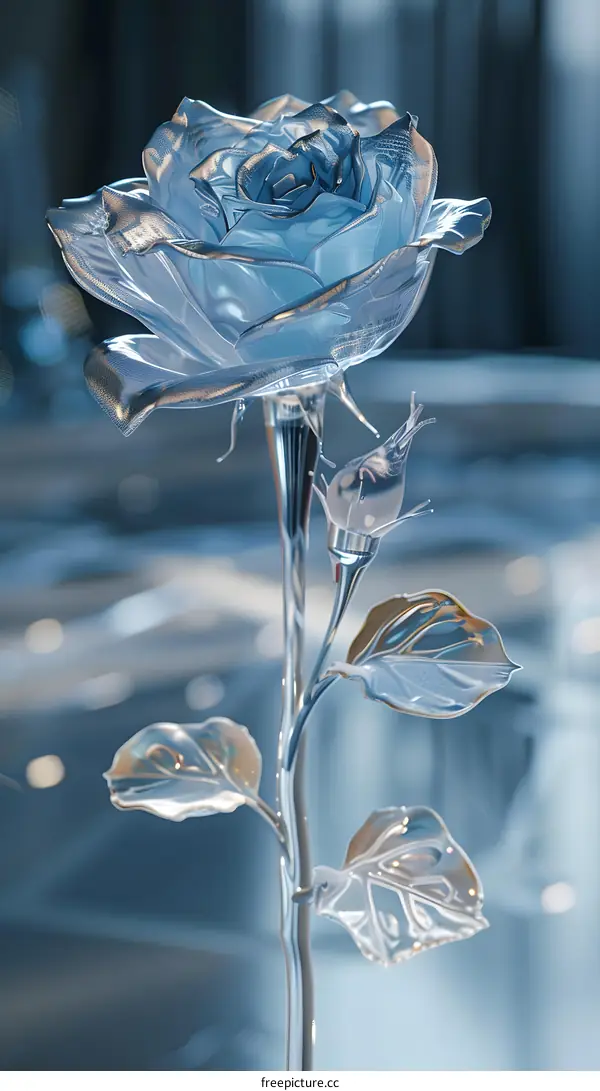 An Enchanting Blue Rose Encased in Glass