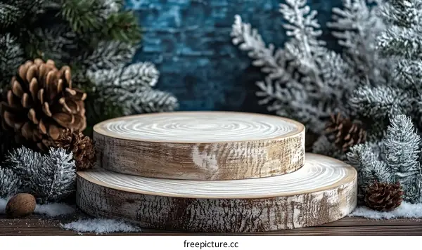 Wooden Christmas Display Stand with Fir