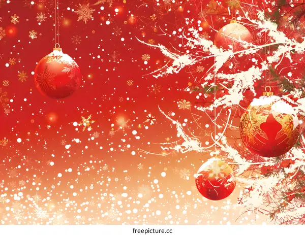 Christmas Tree With Red And Gold Ornaments