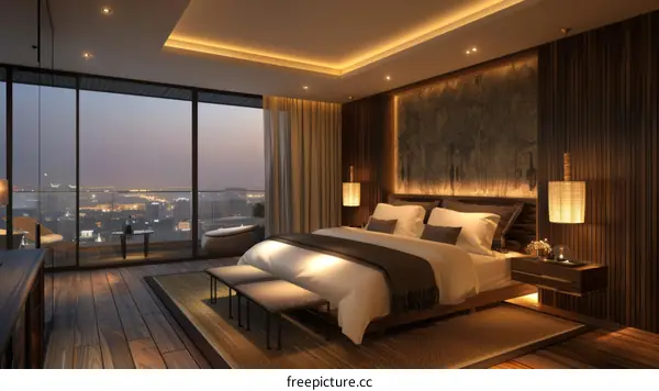 Luxury Modern Bedroom with City View