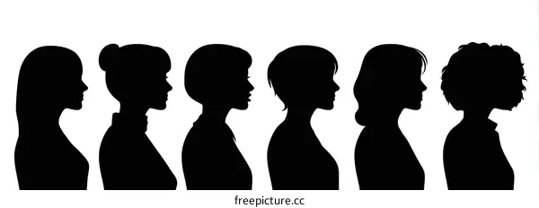 Profile Silhouettes of Diverse Women