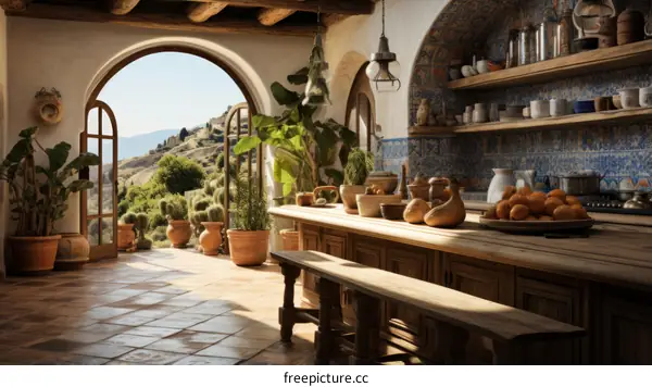 Rustic Italian Farmhouse Kitchen With a View