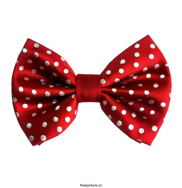 [Transparent Background PNG]Red Bow Tie with White Polka Dots