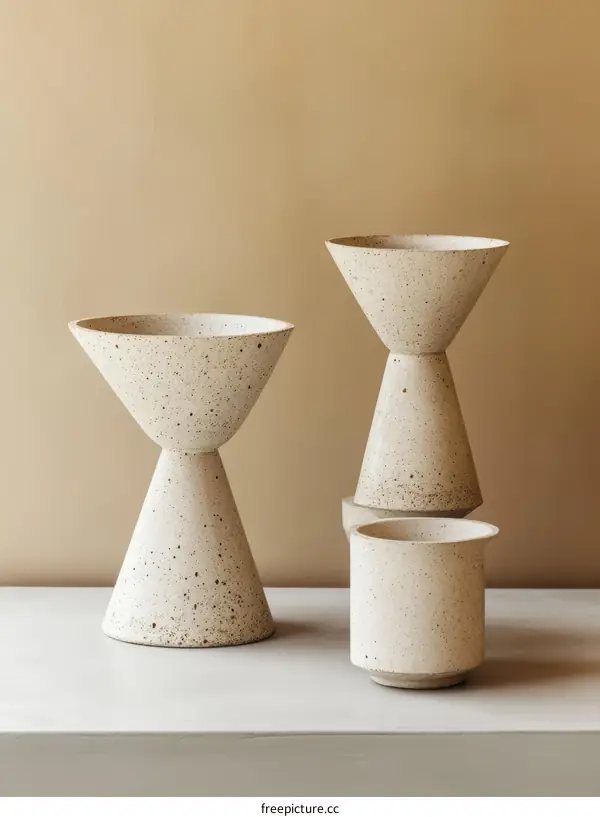Modern Ceramic Planters Displayed on a Tabletop