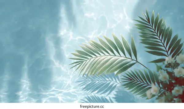 Tropical Underwater Palm Leaves and Light