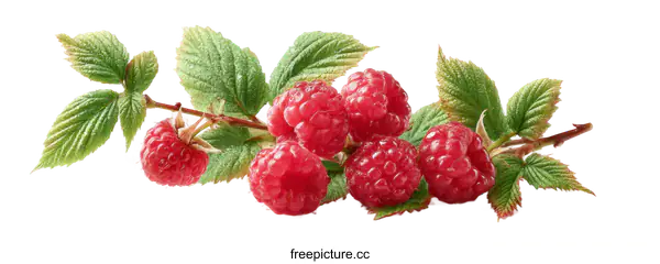 [Transparent Background PNG]Fresh Raspberries on Branch