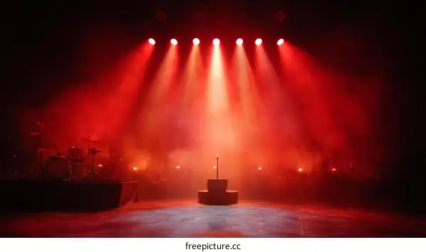 Empty Stage with Red Stage Lights