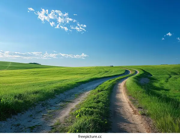 Scenic Field and Winding Country Road
