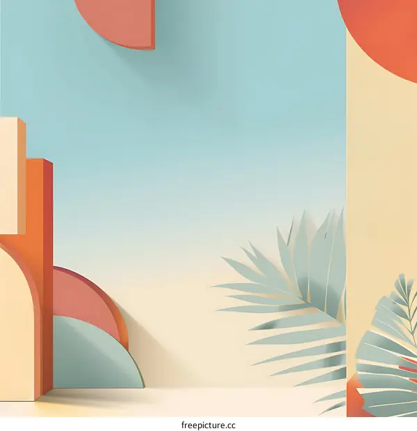 Abstract Geometric Background With Palm Leaves