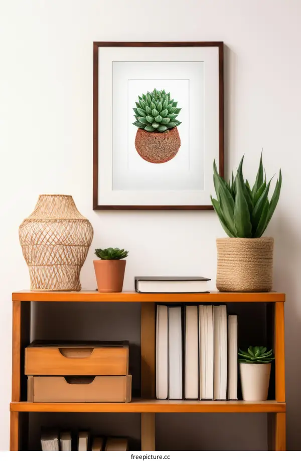 Still life with a succulent in a clay pot