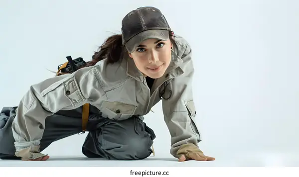 Confident Female Worker in Uniform
