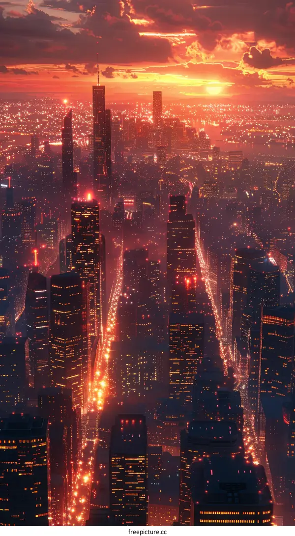 Sunset Cityscape Art Illustration