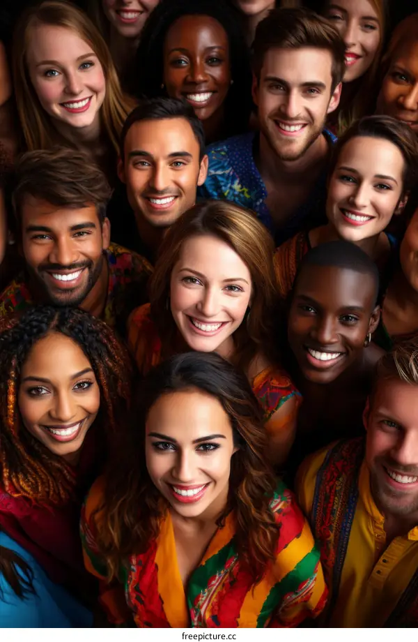 A group of diverse people smiling at the camera