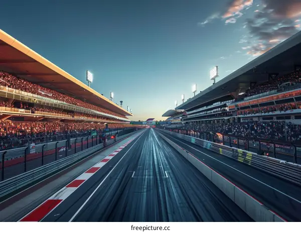 Formula One race track with spectators in the stands