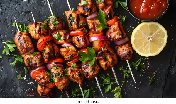 Grilled Chicken Skewers with Lemon and Parsley