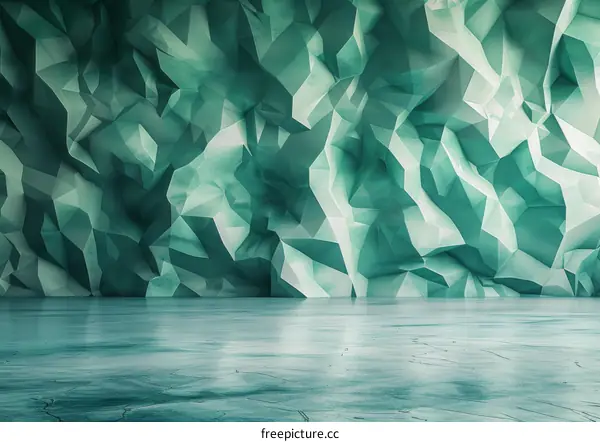 Abstract Green Crystal Cave Background 3D Render