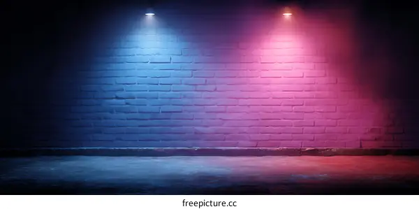Neon Light Alleyway Brick Wall Background