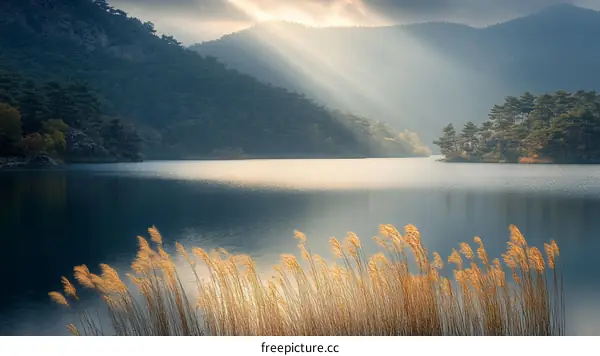 Serene Mountain Lake Sunrise