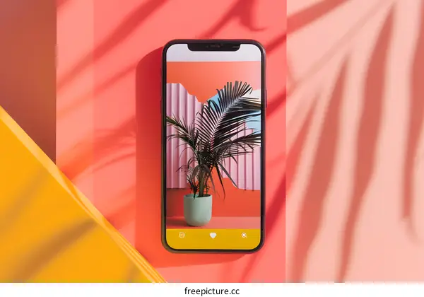 Phone Screen with Minimalist Plant Design