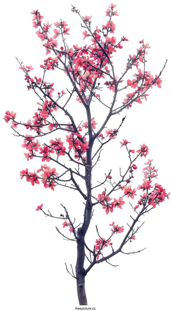 [Transparent Background PNG]Blooming Tree with Pink Flowers