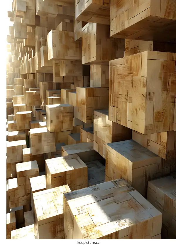 Abstract Wooden Cube Background Design